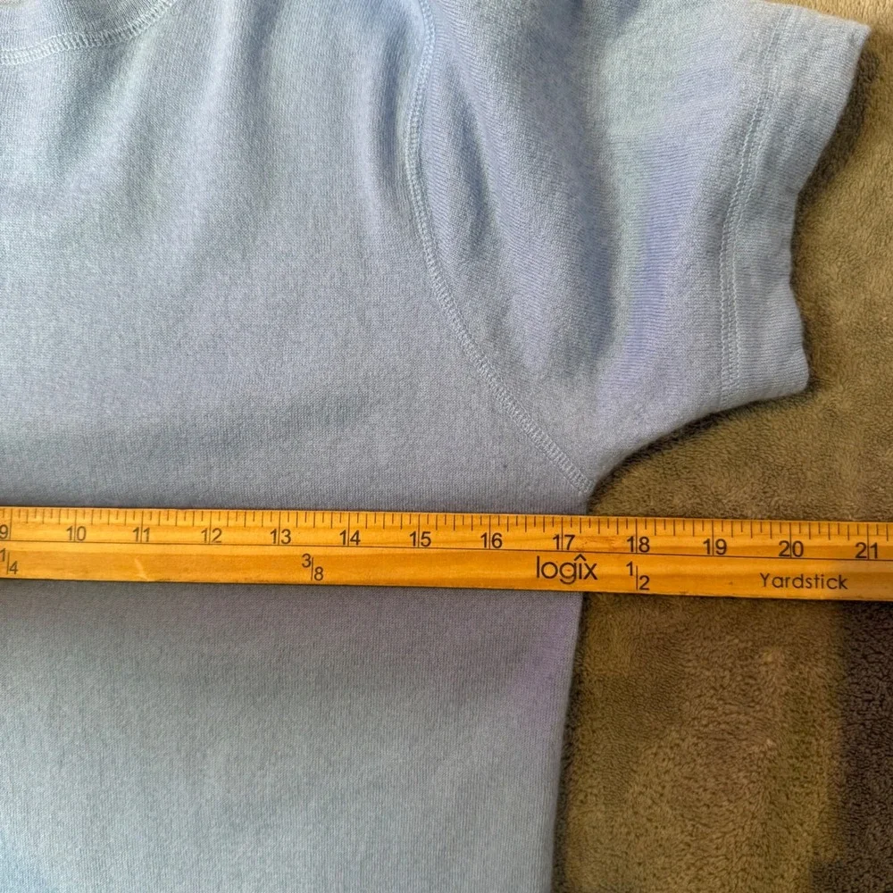 Mai 100% Cashmere Light Blue Knit Top Womens XL Short Sleeve Minimalist Capsule